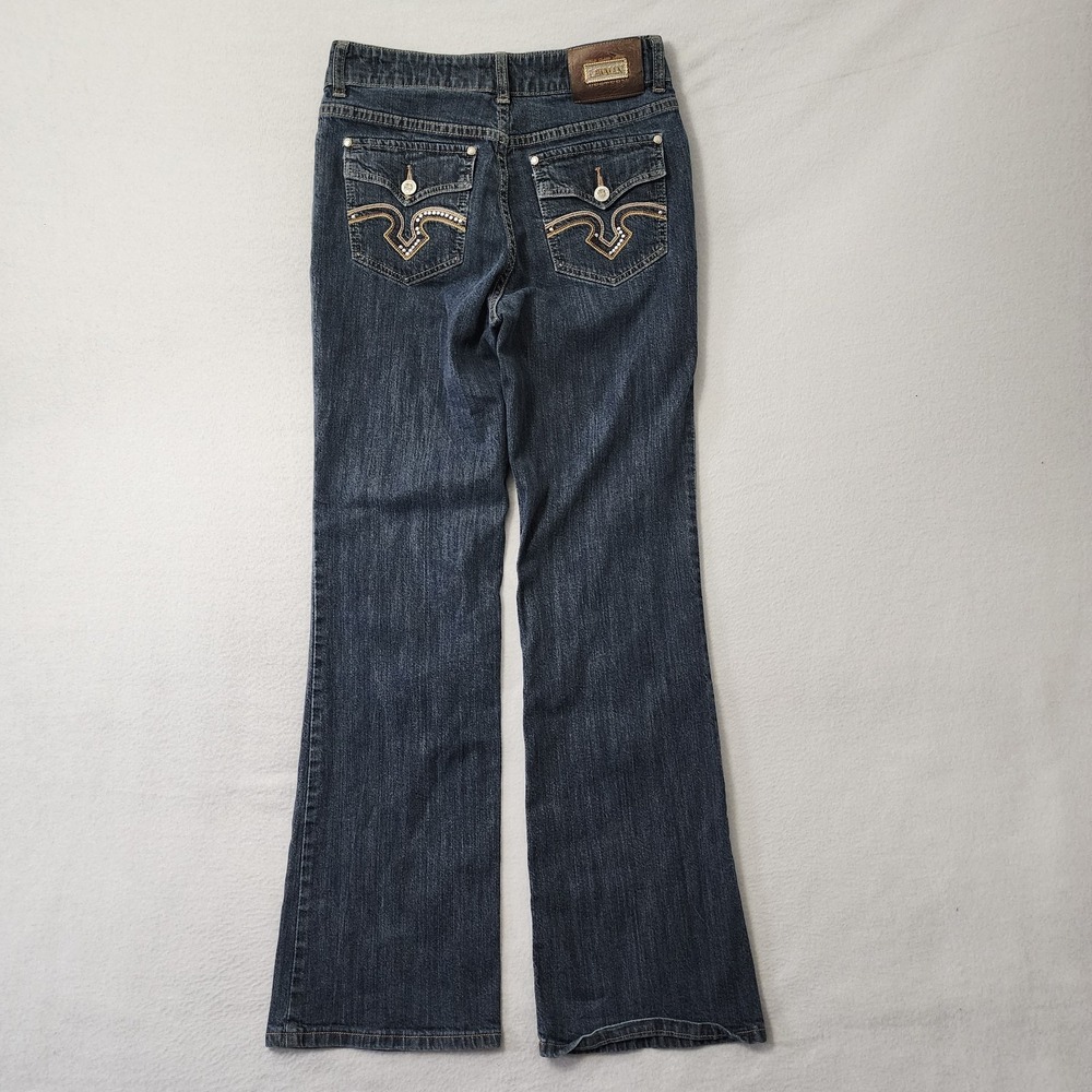 Vintage Y2k Lawman Western Jeans Womens 9 29x32 Blue Boot Cut Flare Flap Pockets